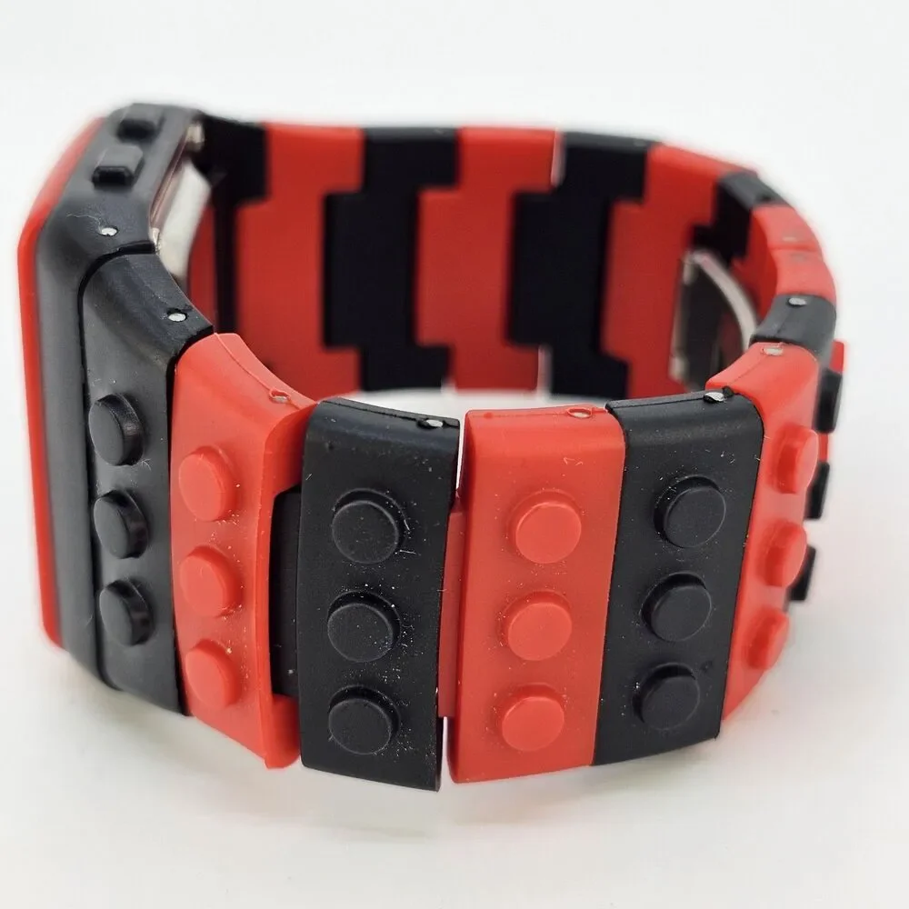 SHHORS Men's Watch‎ 43MM Red Black Building Block Lego Digital 7